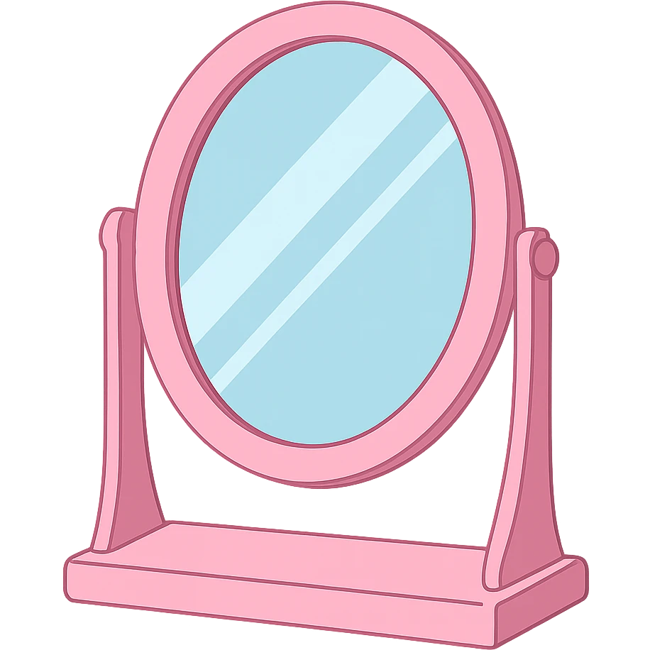 pink mirror, digital illustration emoji