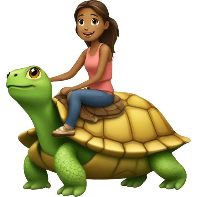 Girl riding a turtle emoji