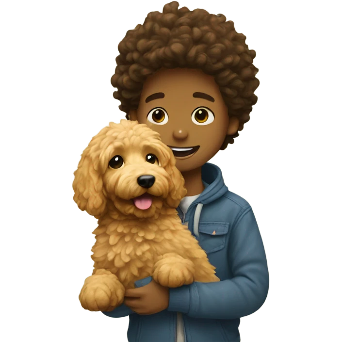 Golden doodle with boy emoji