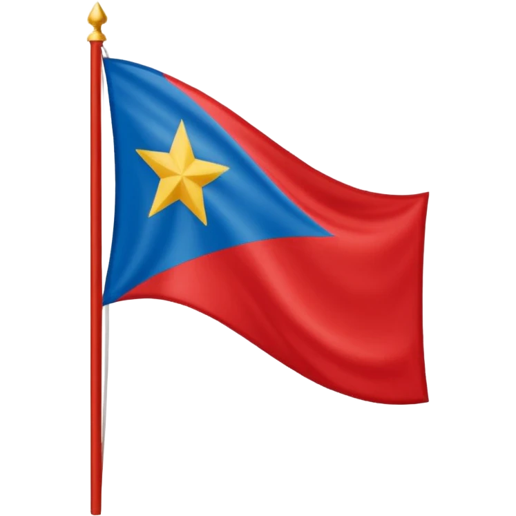 Bandeira vermelha, com uma faixa branca na diagonal, e uma estrela azul no meio emoji