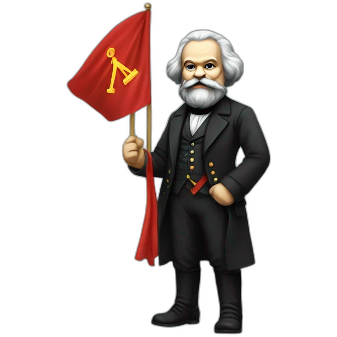 karl marx Holding a coomunism flag in his Hand  emoji