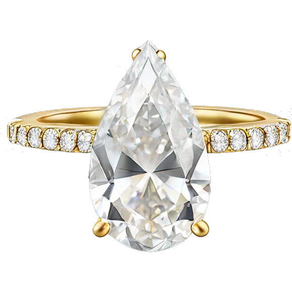 12 carat pear cut diamond engagement ring with small diamonds around the band emoji