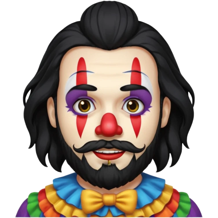 Long black hair and beard clown emoji
