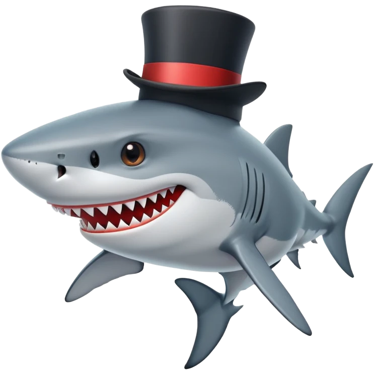 Shark with a top hat emoji