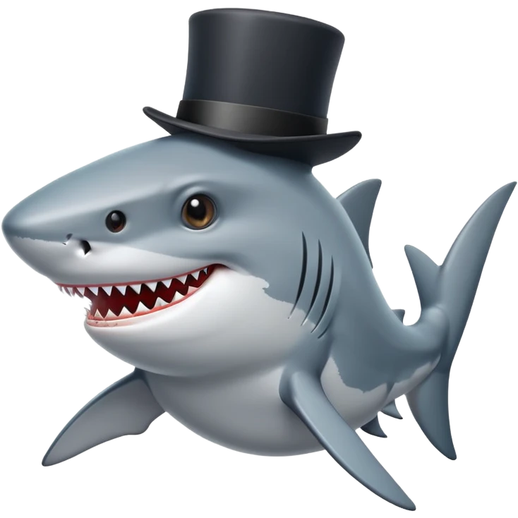 Shark with a top hat emoji