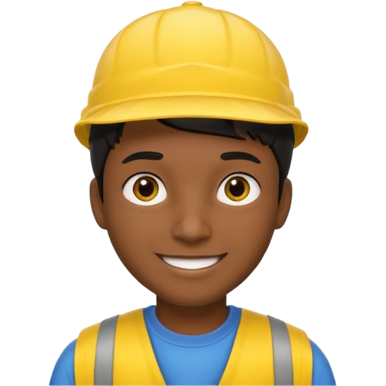 A man with dark skin tone, wearing a bright yellow cap, short black hair mostly covered by the cap, large brown eyes, and a wide smile. emoji