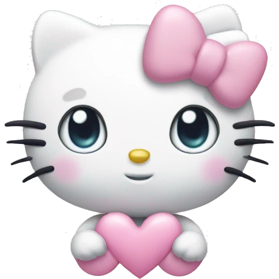 Hello kitty with pastel hearts instead of eyes emoji