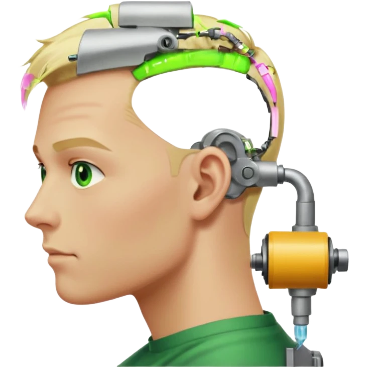 Male, no glasses, blonde hair, right side of hair shaved with a machine, face turned towards the camera emoji