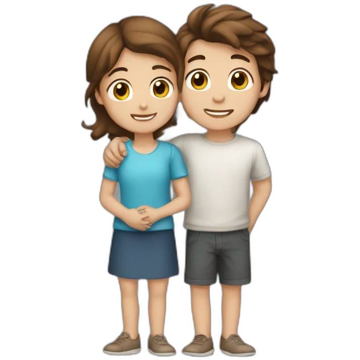 boy-brown-hair hug girl with brown-hair emoji