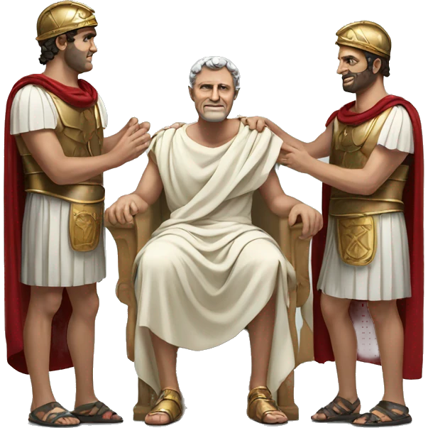 roman emperor with 2 slaves bowing emoji