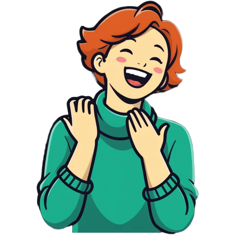 hands on neck laughing emoji