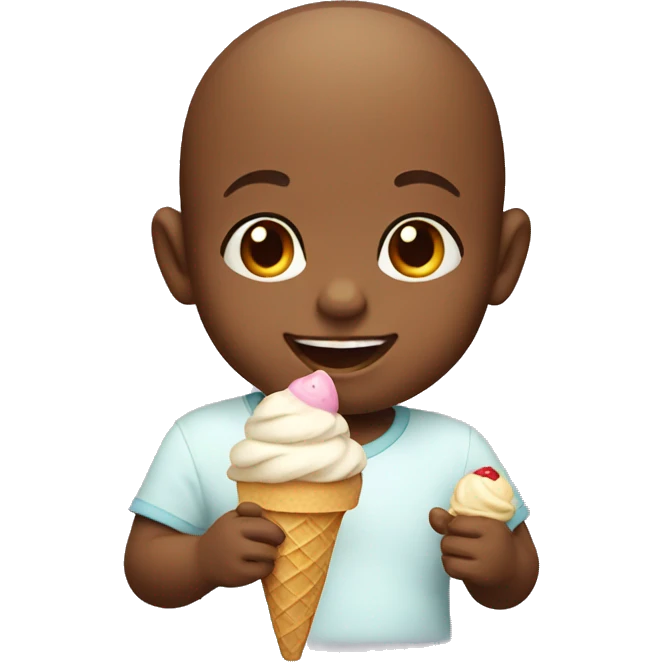 smiling baby with ice cream emoji