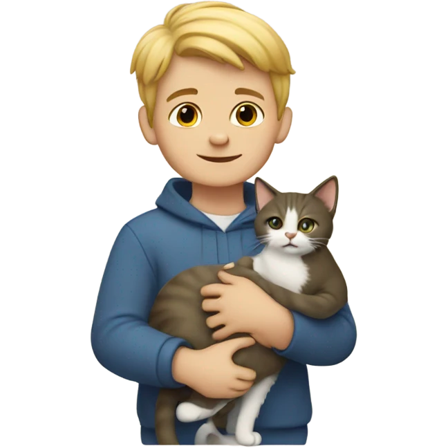Little white boy with cat emoji