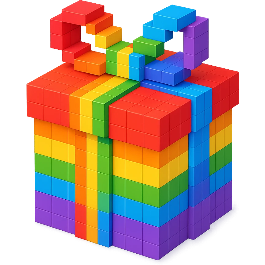 Rainbow gift emoji