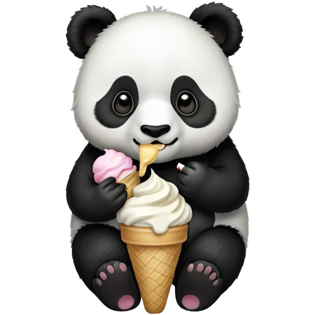 Panda eating ice cream emoji