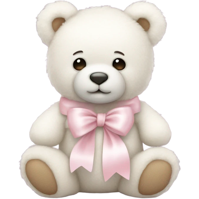 white teddy bear with pastel pink bows emoji