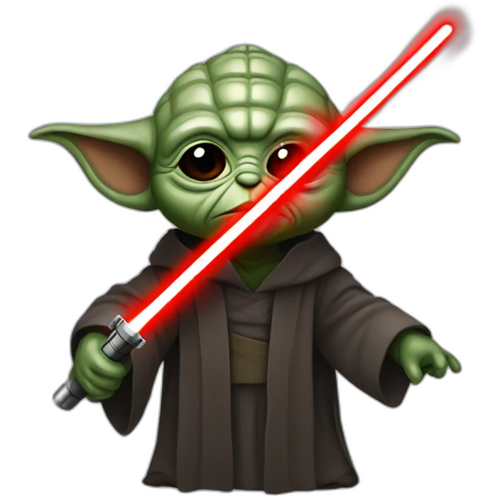 Dark Yoda with a red lightsaber emoji