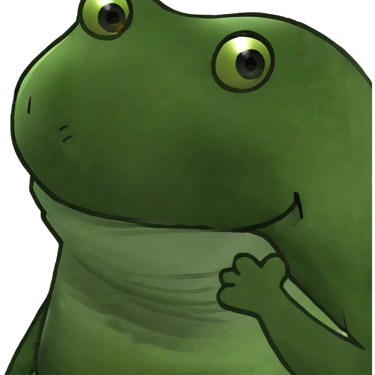 green bufo frog in a happy pose emoji