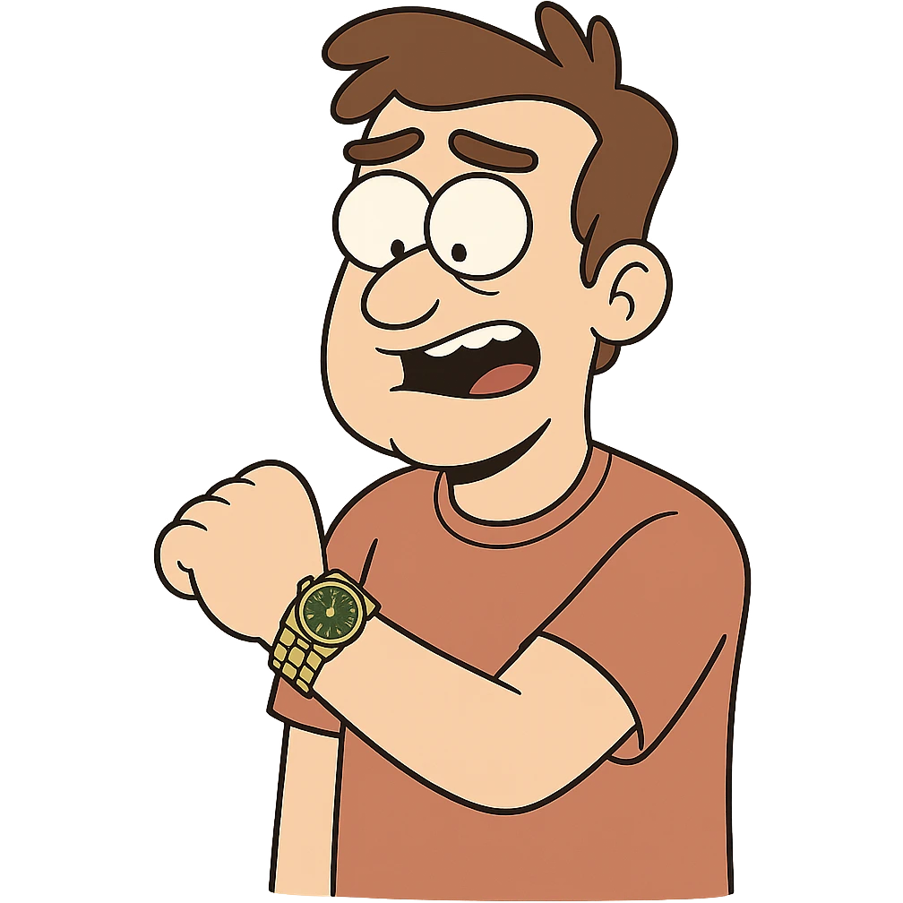 flat toon style guy with Rolex watch emoji