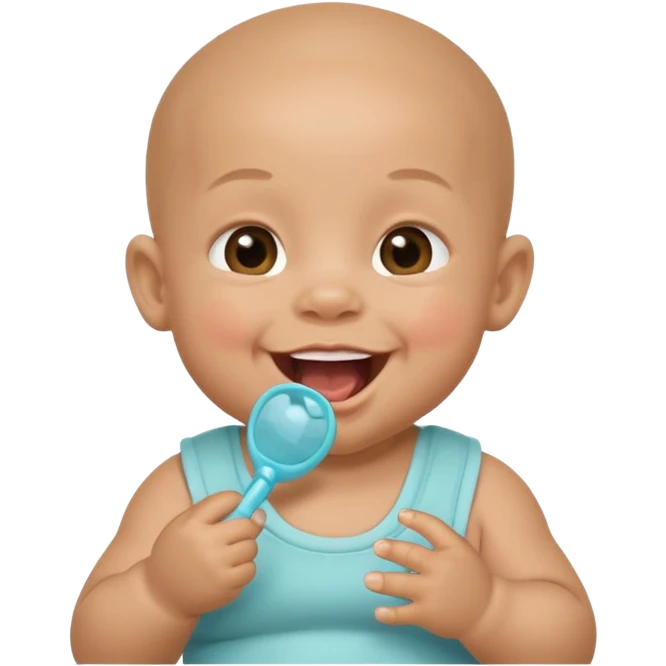 Bébé qui rigole métisse avec une tetine emoji