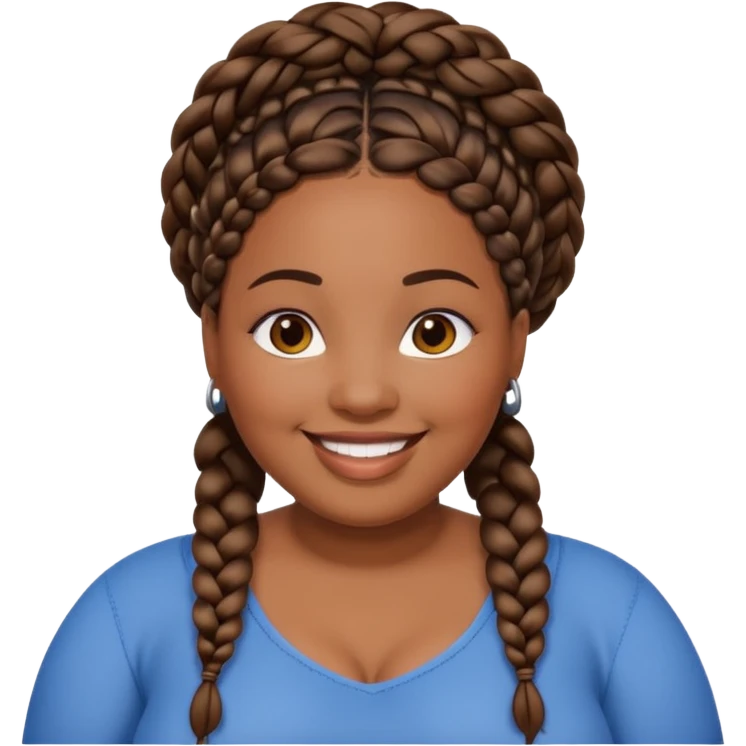 Plus size black woman with braids smiling emoji