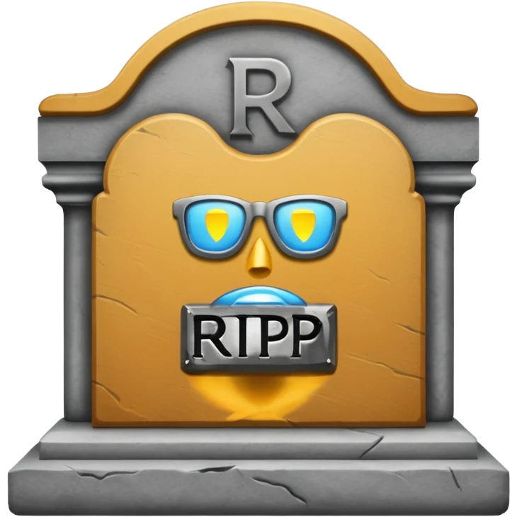 The word R.I.P. on headstone  emoji