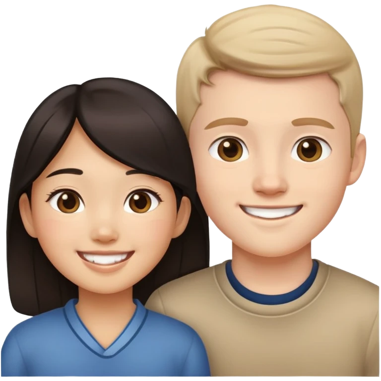 Asian girl and white boy couple emoji