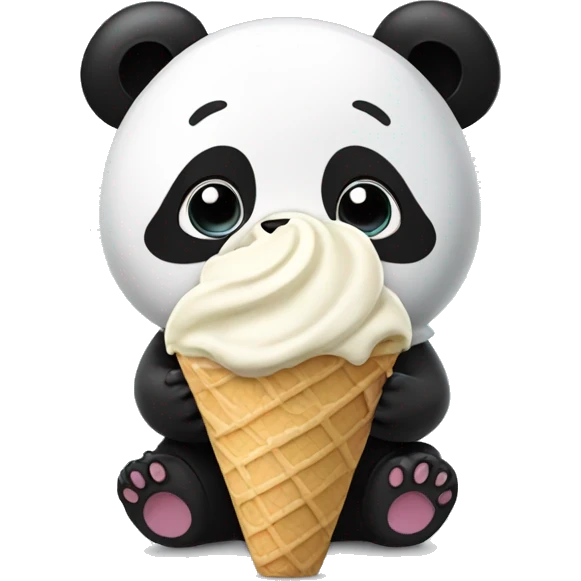 panda eats ice cream emoji