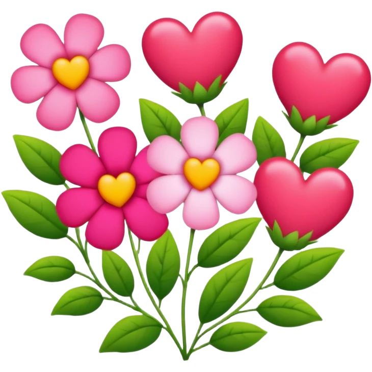 Flowers with hearts  emoji
