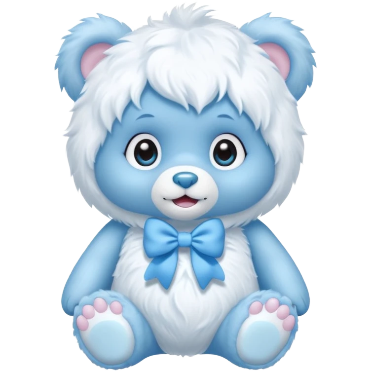 blue baby girl care bear yeti with blue bow emoji