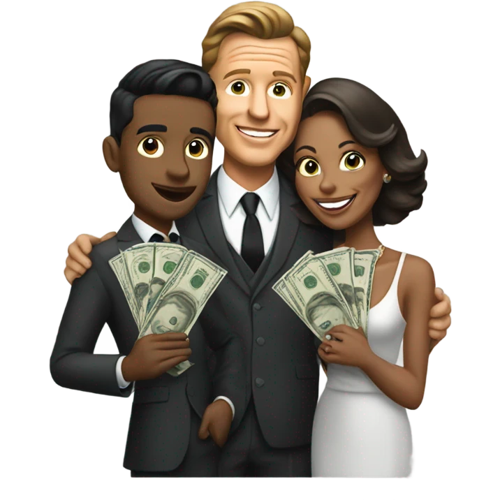 sinatra with one male friend one lady friend and money emoji