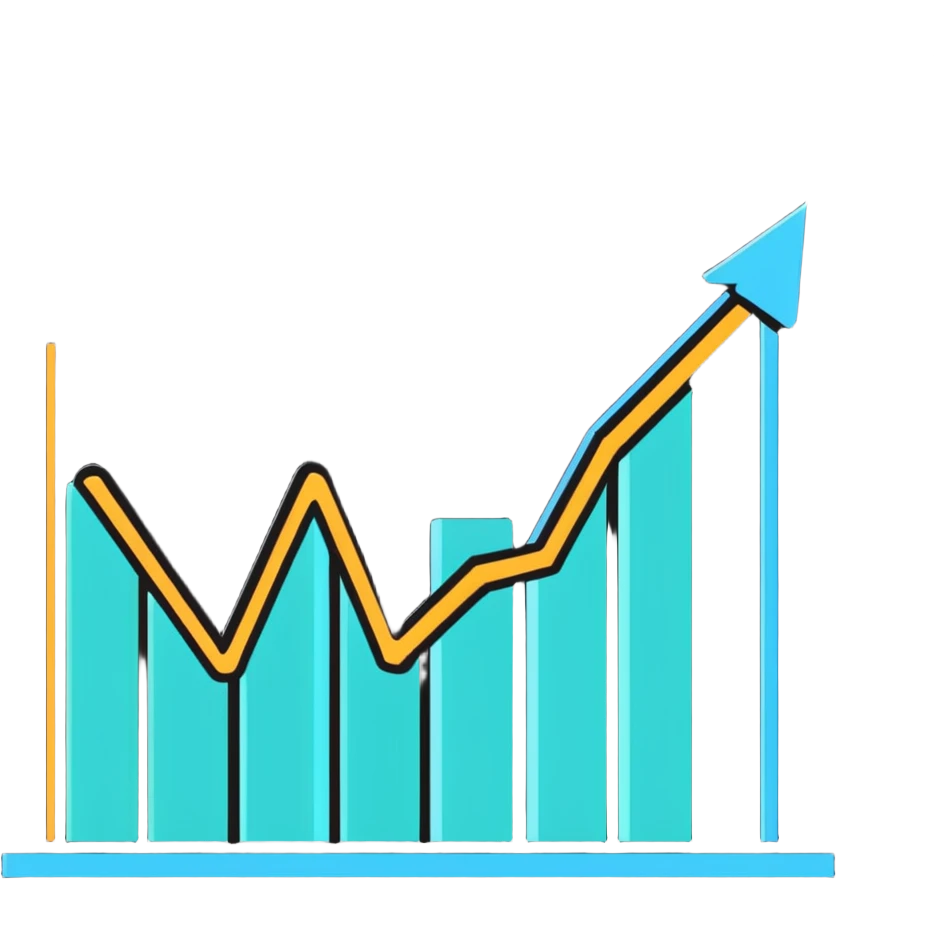 business analytics graph with upward trend emoji