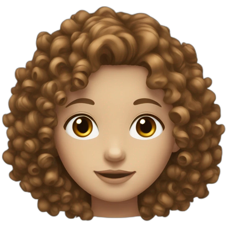 brown curly hair white skinned girl brown eyes emoji