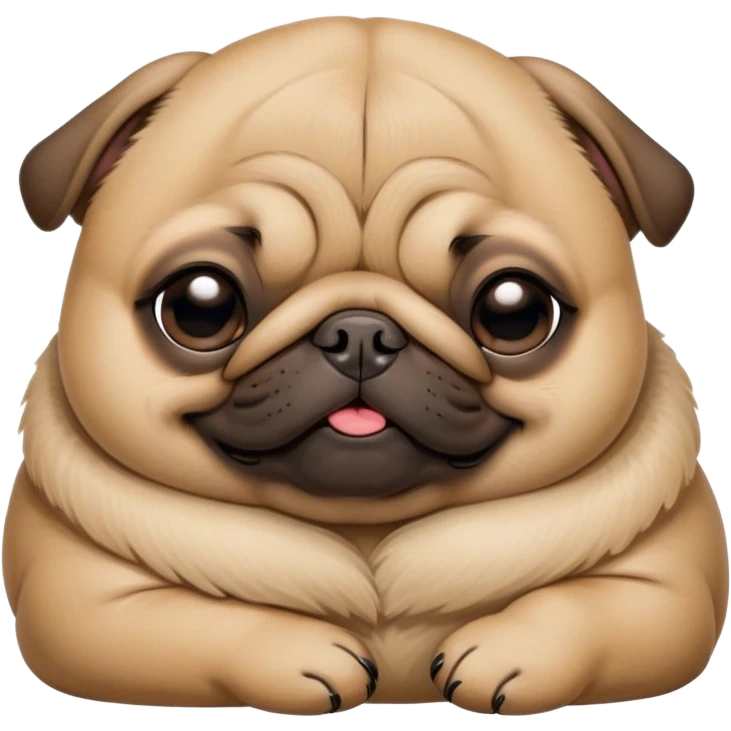 Cinematic Meme-Worthy Chubby Sleeping Fawn Pug Portrait Emoji, Head resting peacefully with a contented smile, showcasing a delightfully chubby build and a luxuriously soft fawn coat, eyes shut in a serene nap, Simplified yet hilariously adorable features, highly detailed, glowing with a soft, drowsy light, high shine, relaxed and utterly lovable, stylized with an air of playful laziness, bright and heartwarming, soft glowing outline, capturing the essence of a comically sleepy companion, so meme-worthy it feels like it could instantly become the next viral sensation of adorable slumber! emoji