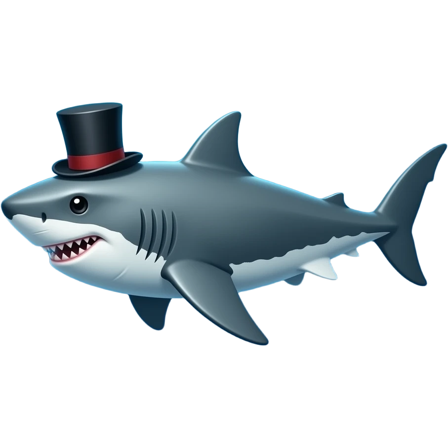 Shark with a top hat emoji