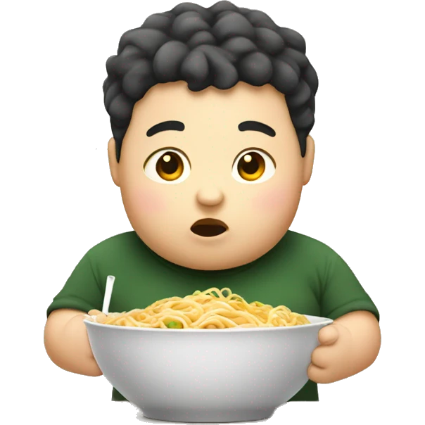 chubby boy eating noodles emoji
