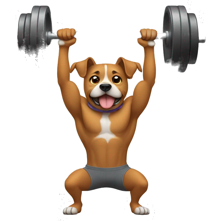 Dog lifting weights emoji