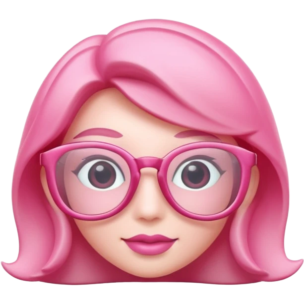 A 3D cartoon rose-pink spectacle with glossy curved frames and soft reflections, feminine Memoji-style rendering. emoji