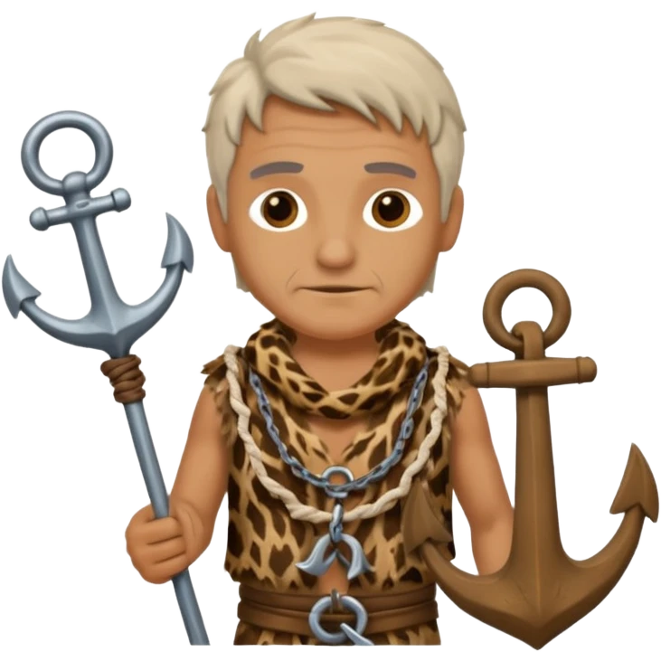 Ancient  man with animal skin clothes with Anchor emoji