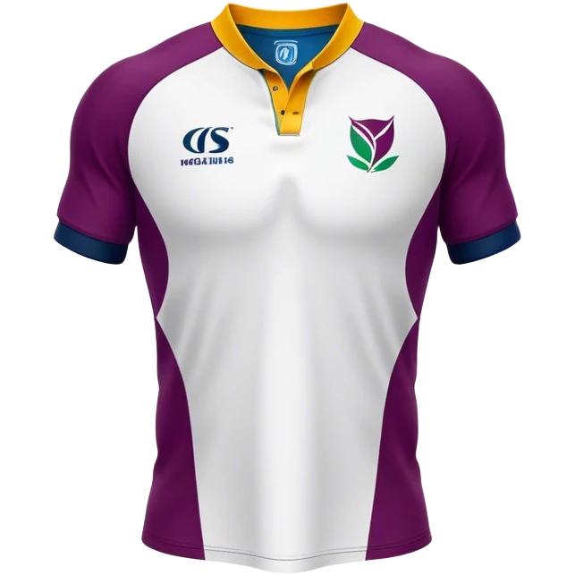 Cinematic Realistic image of a rugby jersey rendered in bold, dynamic team colors with intricately detailed fabric textures and natural creases, illuminated by dramatic stadium lighting emoji