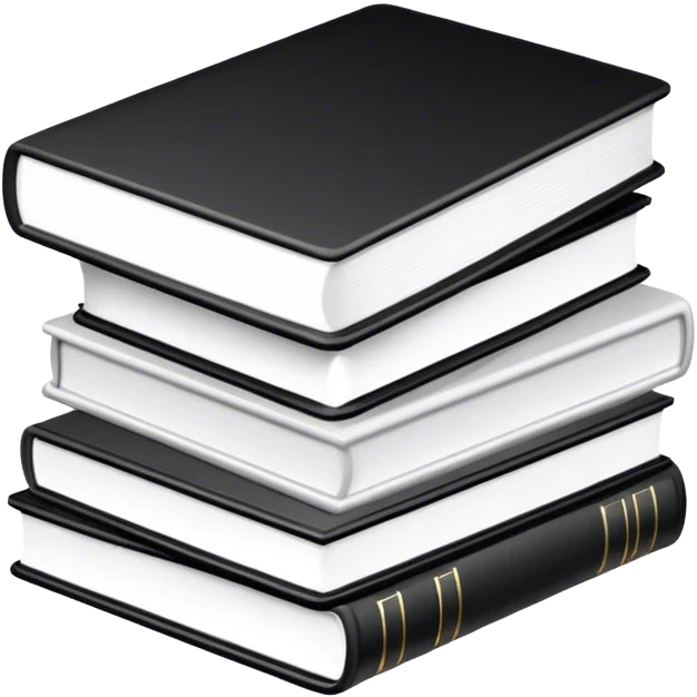 5 books in black and white  emoji