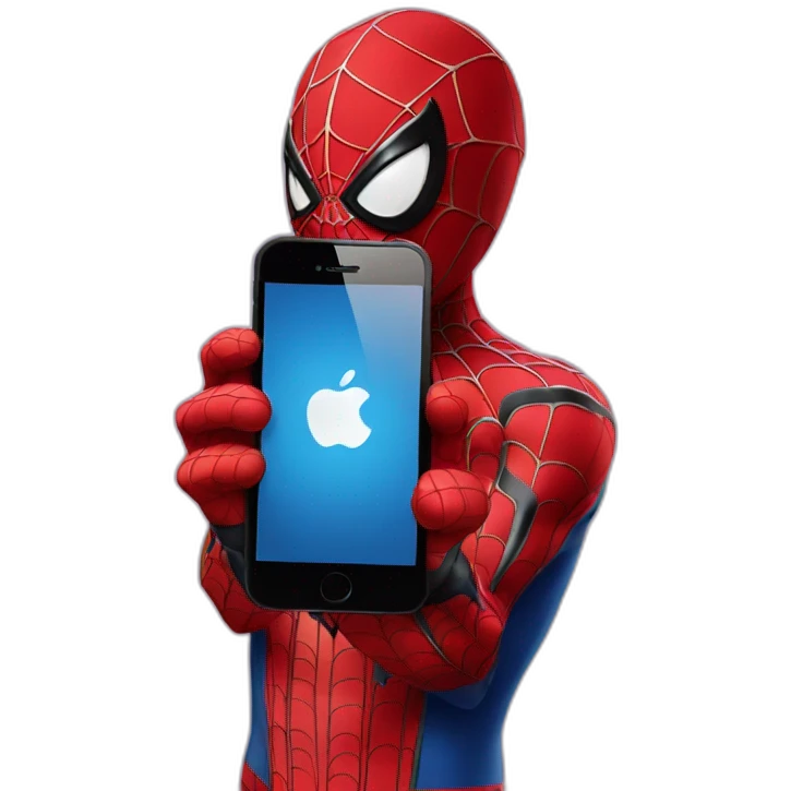 spiderman holding iphone emoji