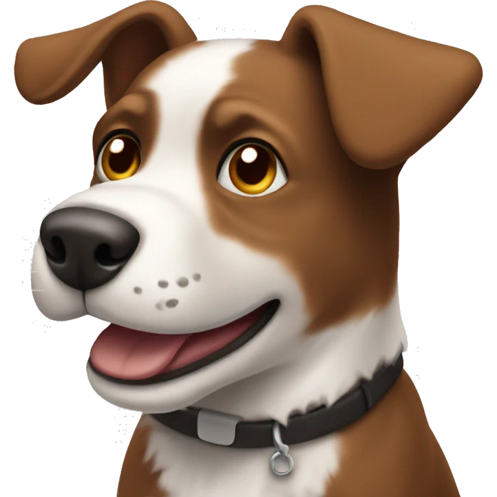 emoji of a brown and white dog spinning emoji