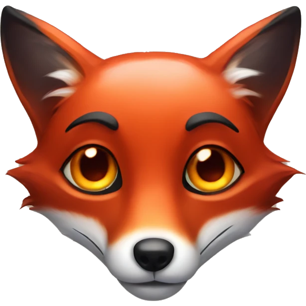 dark red fox face with tiny red heart instead of eyes emoji