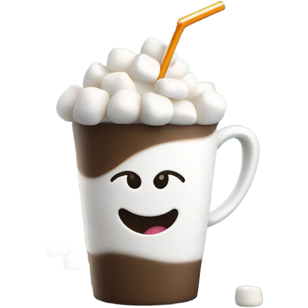 cup of coffee with marshmellows and straw emoji