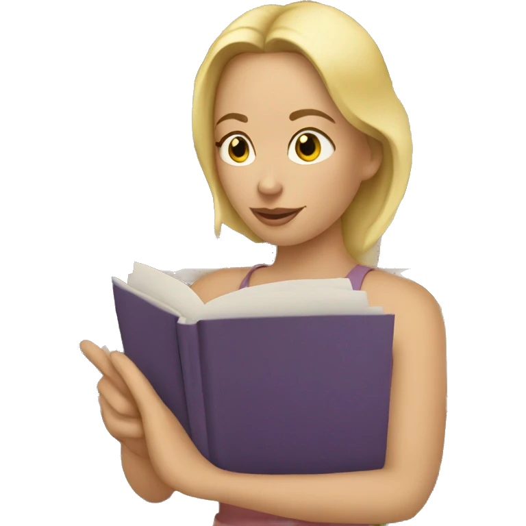white woman reading books and papers emoji