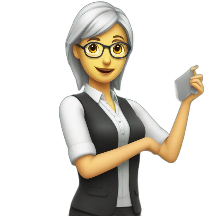 realiza a una maestra dando clases con pizarron emoji
