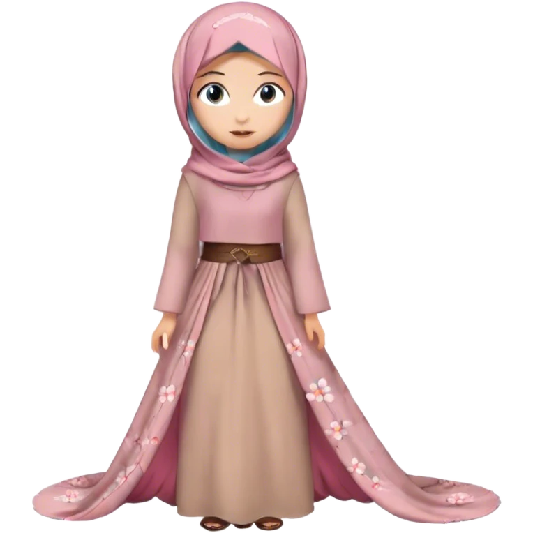 Turkish beautiful finish Konya girl blue eyes with hijab and sakura design floor length long tail dress emoji