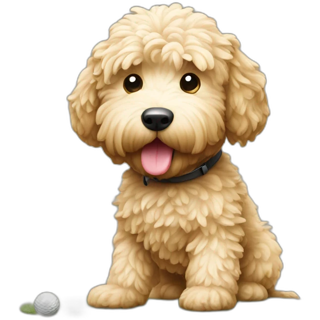 Goldendoodle playing golf emoji