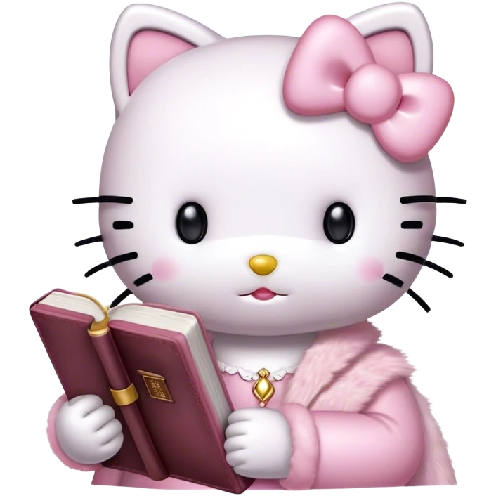 Hello Kitty holding a light pink holy bible emoji